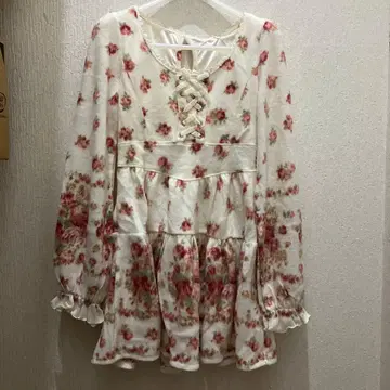 리즈리사 꽃무늬 기모 원피스 화이트