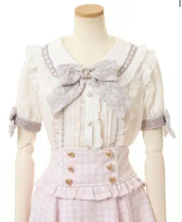 하트 레이스 옷깃 블라우스 핑크