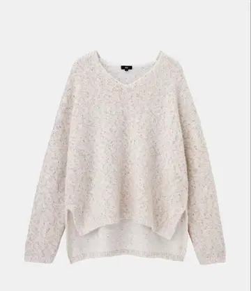 [ 1회 착용 ] 라메 스팽글 믹스 스웨터 화이트 L