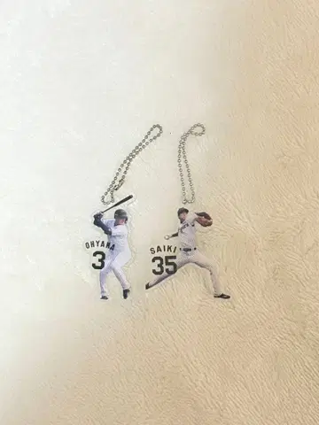 한신 타이거즈 오야마 유스케 선수 사이키 히로토 선수 키링 세트