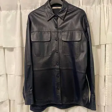 pelleq 다크 블루 가죽 셔츠 34