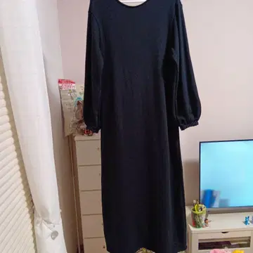 블랙 긴팔 원피스 등 리본 포함