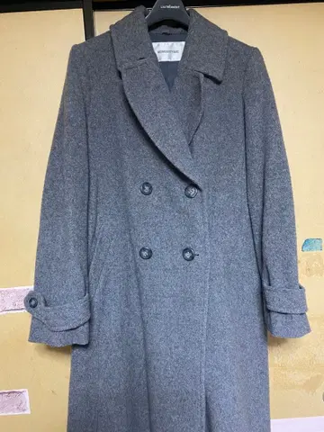 NATURAL BEAUTY BASIC 더블 브레스트 롱 코트 그레이