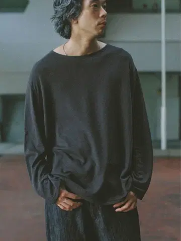 LIDNM C/CA GAUZE L/S COAL BLACK