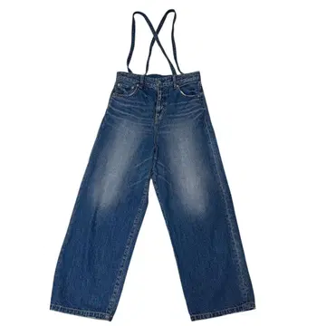 서스펜더 달린 인디고 블루 데님 팬츠