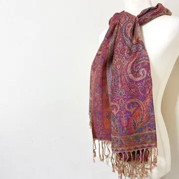 파슈미나 캐시미어 100% 페이즐리 에스닉 대형 스톨 숄