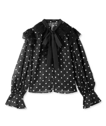 레이스 프릴 보타이 블라우스 릴리 브라운 Lily Brown