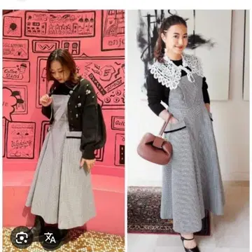 체스티 벨로아 디테일 하운드투스 체크 원피스 허리 프릴 2웨이