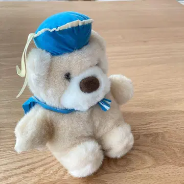 쇼와 레트로 곰 봉제 인형 크림색 수병 세일러 베어 모자 레어