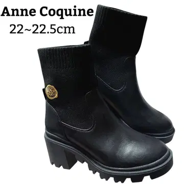 [ 미사용급 ] 앙코퀸 니트 콤비 자수 트랙 솔 부츠