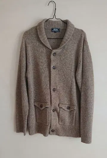 BEAMS 남성용 울 혼방 베이지 가디건