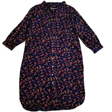 yecca vecca 스키퍼 꽃무늬 셔츠 원피스 네이비 빈티지