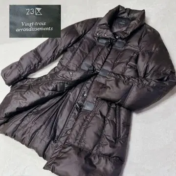 새상품급 23구 다운 코트 브라운 토글 버튼 롱 기장 38