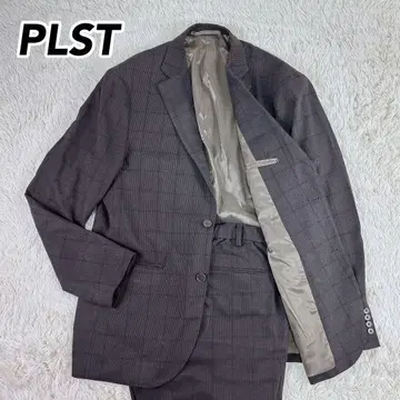 PLST 플라스테 수트 펜 체크 무늬 XL 비즈니스 근년 브라운