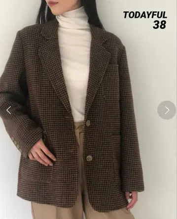 [ 즉시 구매 가능 ] TODAYFUL/울 체크 자켓/38 사이즈/브라운