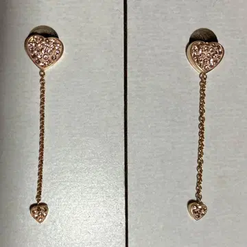 폴리폴리 핑크 큐빅 하트 스윙 귀걸이