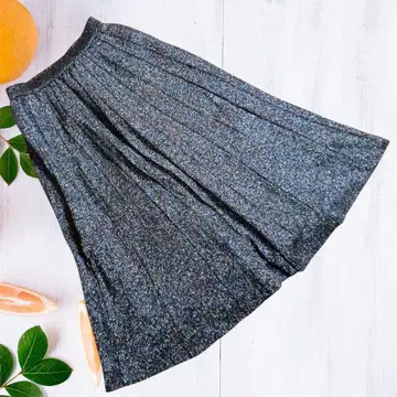 플리츠 스커트 무릎 기장 플레어 스커트 반짝이 라메 캐주얼 S 구제 의류