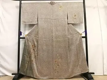 기모노 호몬기 초화문 다다키 염색 금채 순수 실크 일품