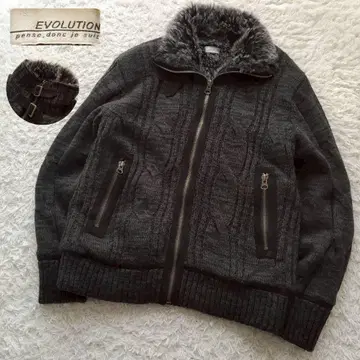 퍼 니트 자켓 블루종 시크 스타일 그런지 헤이세이 갸루 남자 Y2K