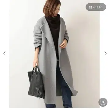 Spick&Span 비버 폴드 라펠 코트 그레이 36