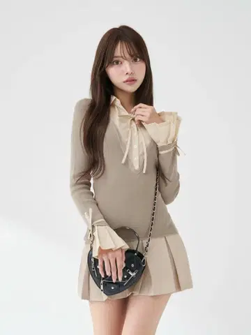 Darich 셔츠 도킹 플리츠 미니 원피스 GRY FL