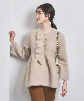 유나이티드 애로우즈 폭스 캐시미어 프릴 가디건