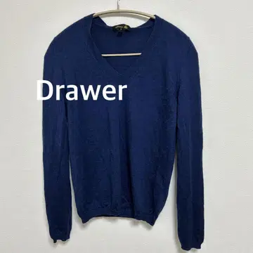 드로어 실크캐시미어 백리본 니트 네이비