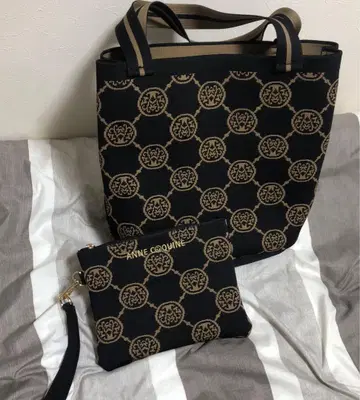 새상품급 ANNE COQUINE 앙코키뉴 로고 토트백 & 파우치