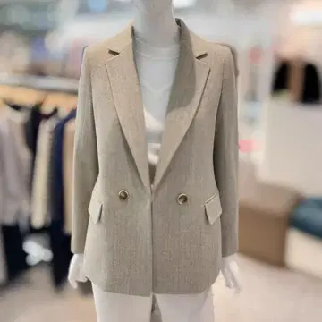 베이지 헤링본 테일러드 자켓