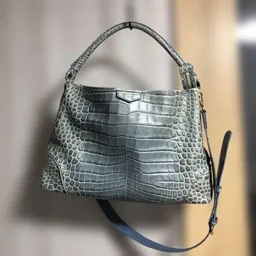 레더 주얼 블루 그레이 계열 크로커다일풍 숄더백