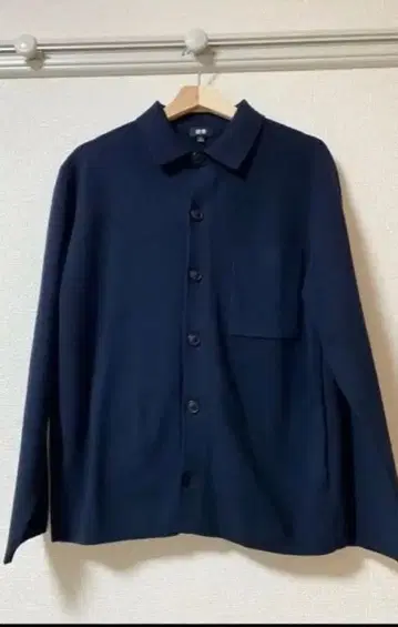 UNIQLO 밀라노립 셔츠 가디건 M 네이비