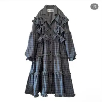 HEIHEI 리본 도킹 수트 원피스 그레이x체크 미사용 새상품