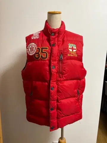 TOMMY HILFIGER 레드 다운 베스트 M