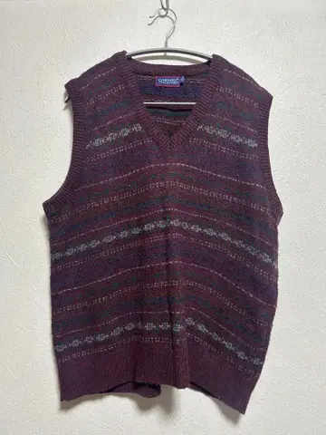 CARMEL COLLECTION 퍼플 스트라이프 V넥 베스트