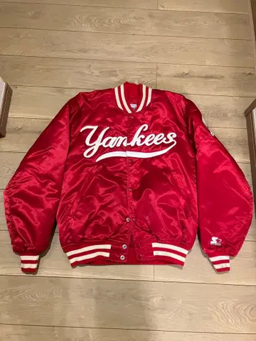 USA제 양키스 스타터 나일론 바시티 자켓 M 레드 빨간색  충전솜