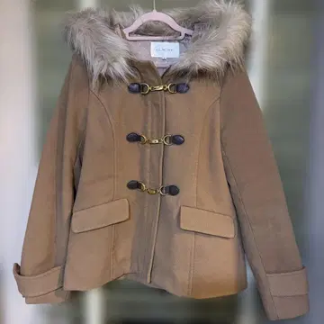 여성용 브라운 더플 코트 M