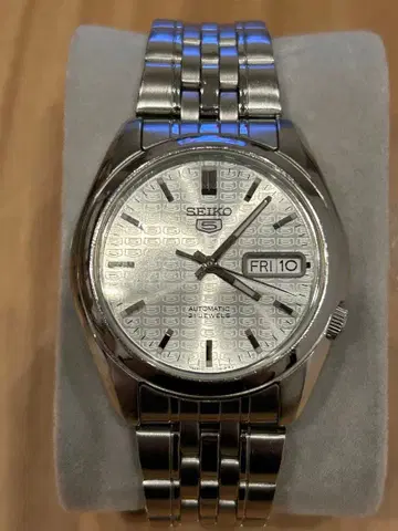 세이코5 자동 와인딩 손목시계 실버