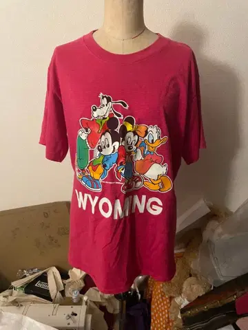 빈티지 미키 캐릭터 T셔츠 WYOMING
