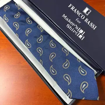 가마쿠라 셔츠 프랑코 바시 별주 페이즐리 스트라이프 넥타이 네이비