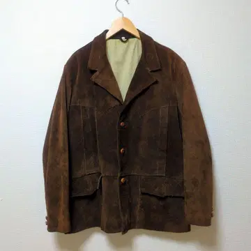 [ 천연 가죽 ] Vintage 스웨이드 테일러드 자켓 XL 브라운