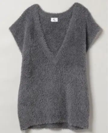 퍼지 니트 V넥 베스트 그레이