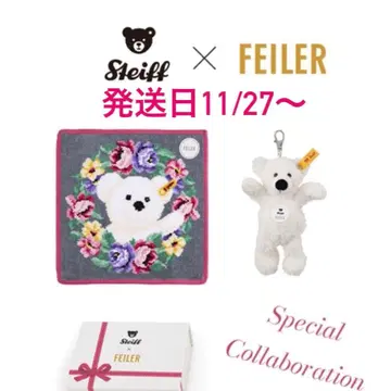 일본바시 미츠코시 FEILER 손수건 steiff 테디베어 키링