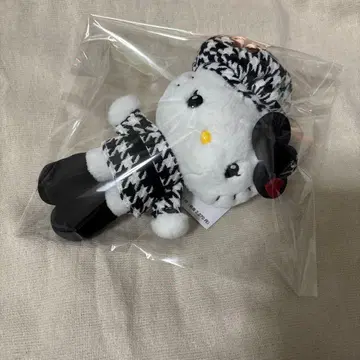 산리오 키티 마스코트 홀더 흑백 걸리시 쌍둥이 코디 하운드투스 체크 패턴