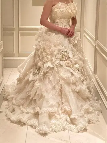 Sugar kei 슈가케이 화이트 웨딩 드레스 프릴 장식