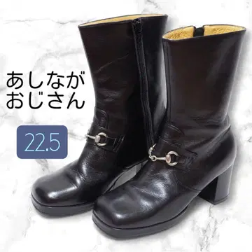 키다리 아저씨 숏부츠 22.5cm 블랙 스퀘어토 일본제