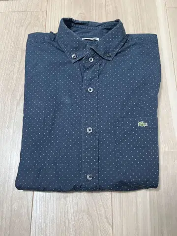Lacoste 다크 블루 도트 무늬 긴팔 셔츠