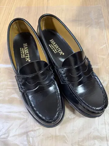 [ 새상품급 ] HARUTA 블랙 가죽 로퍼 약 3cm 힐