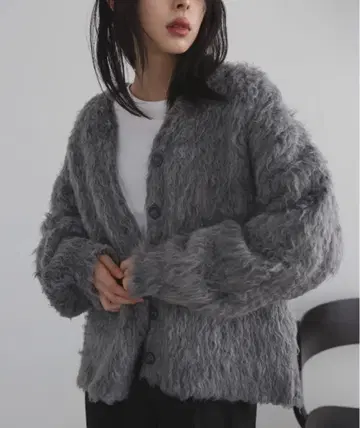 [ LIAN ] 그레이 퍼풍 긴팔 가디건