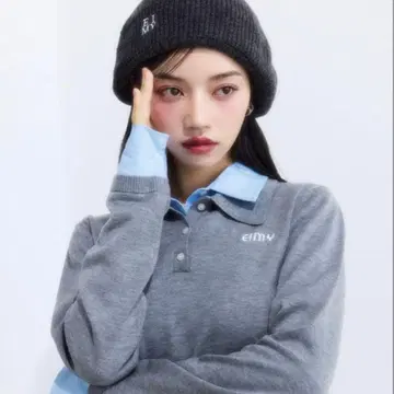 그레이 긴팔 피케 셔츠