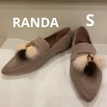 RANDA 퍼 참 포함 로우힐 펌프스 로퍼 스웨이드 S